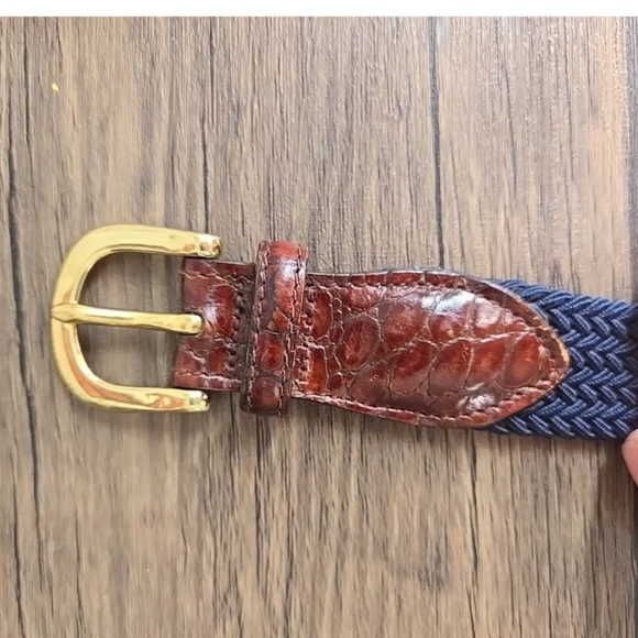Brooks Brothers Stretch Braided Leather Belt Size 42 Hand Made in USA - Picture 6 of 9